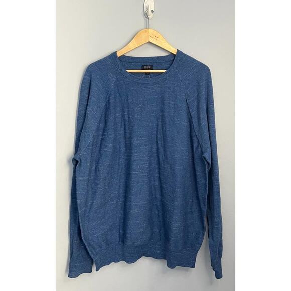 nwt J CREW outlet line mens sz XXL blue cotton crew neck classic sweater - Picture 1 of 3